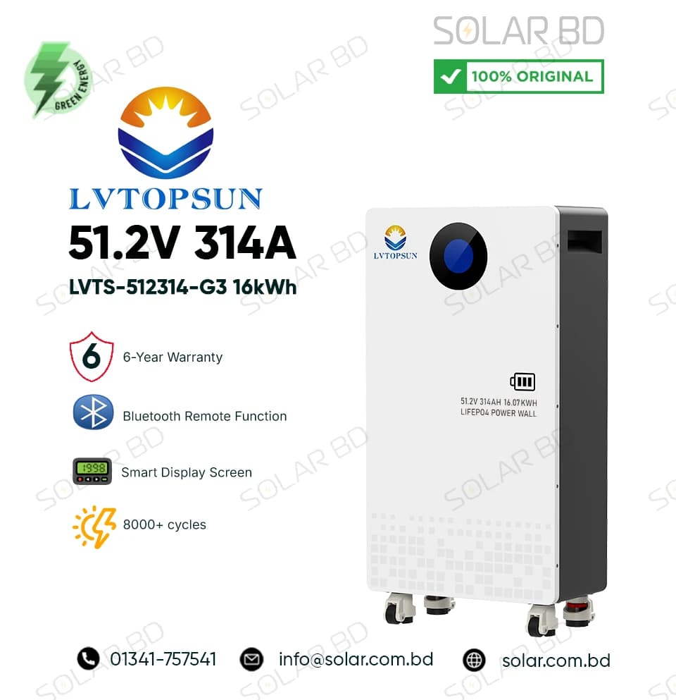 LVTOPSUN G3 51.2V 314A 16 kWh LiFePO₄ Solar Energy Storage Battery