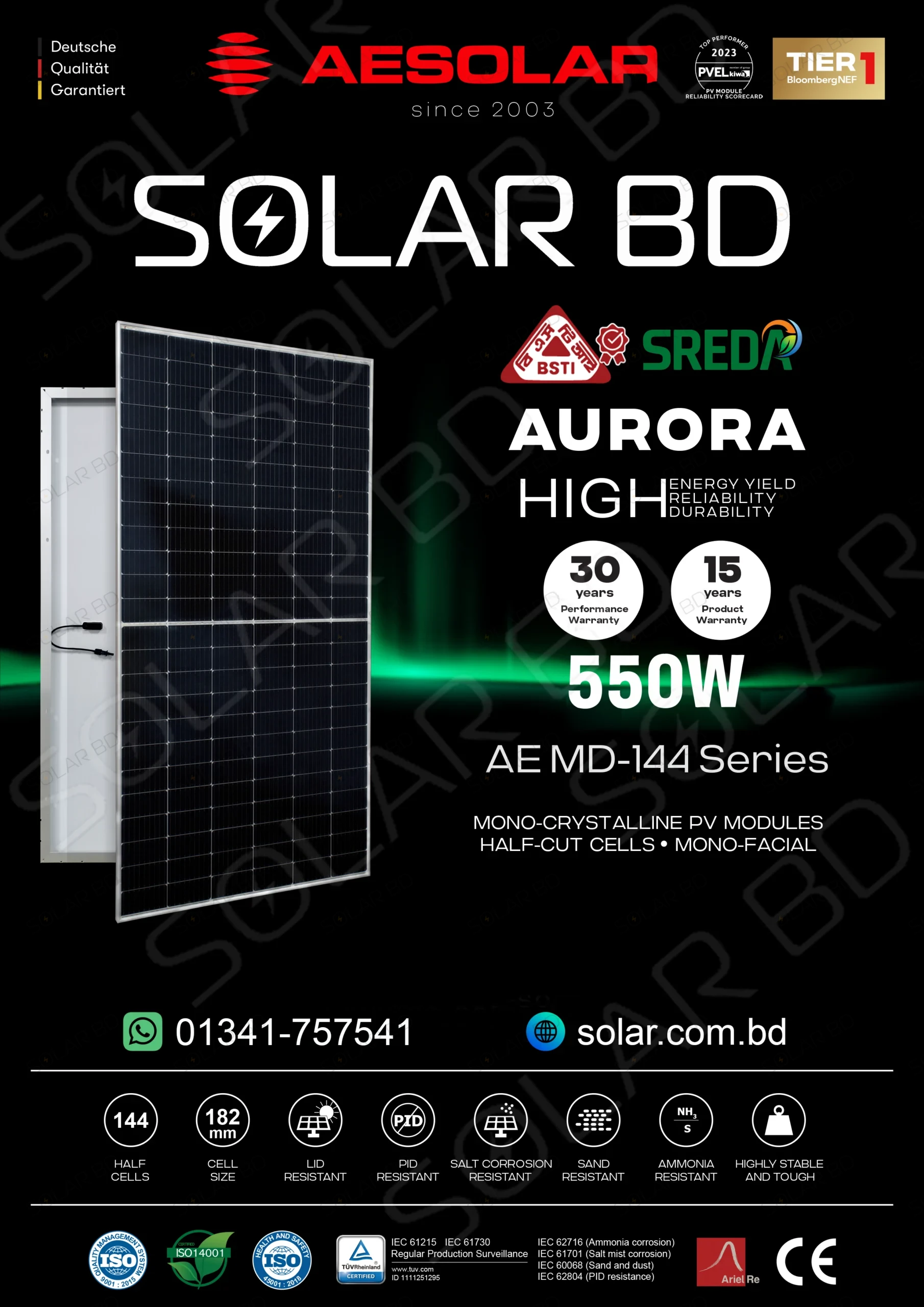 AE SOLAR 550W AE MD-144 Series