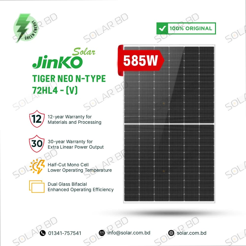 Jinko 585W N-Type Bifacial Solar Panel