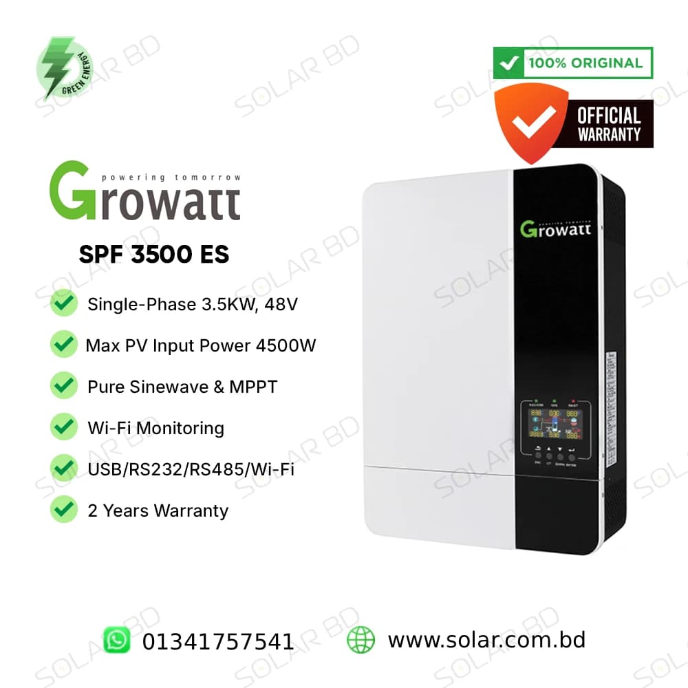 Growatt SPF 3500 ES 3.5KW 48V Off Grid Hybrid Solar Inverter